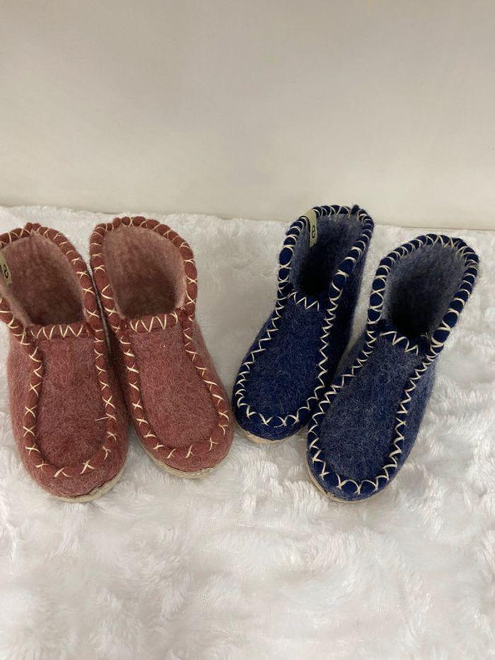 Pantoufles Chaussons fille rose Egos en taille 22 Feutrine et cuir neuves - photo numéro 5