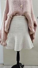 Jupe taille haute bouclette tweed plissée blanche H&M