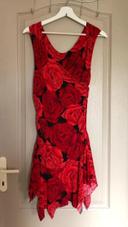 Robe fleuris rouge et noir Taille Unique