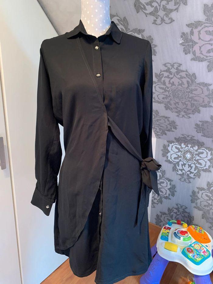 Robe chemise tunique originale portefeuille noire - photo numéro 1