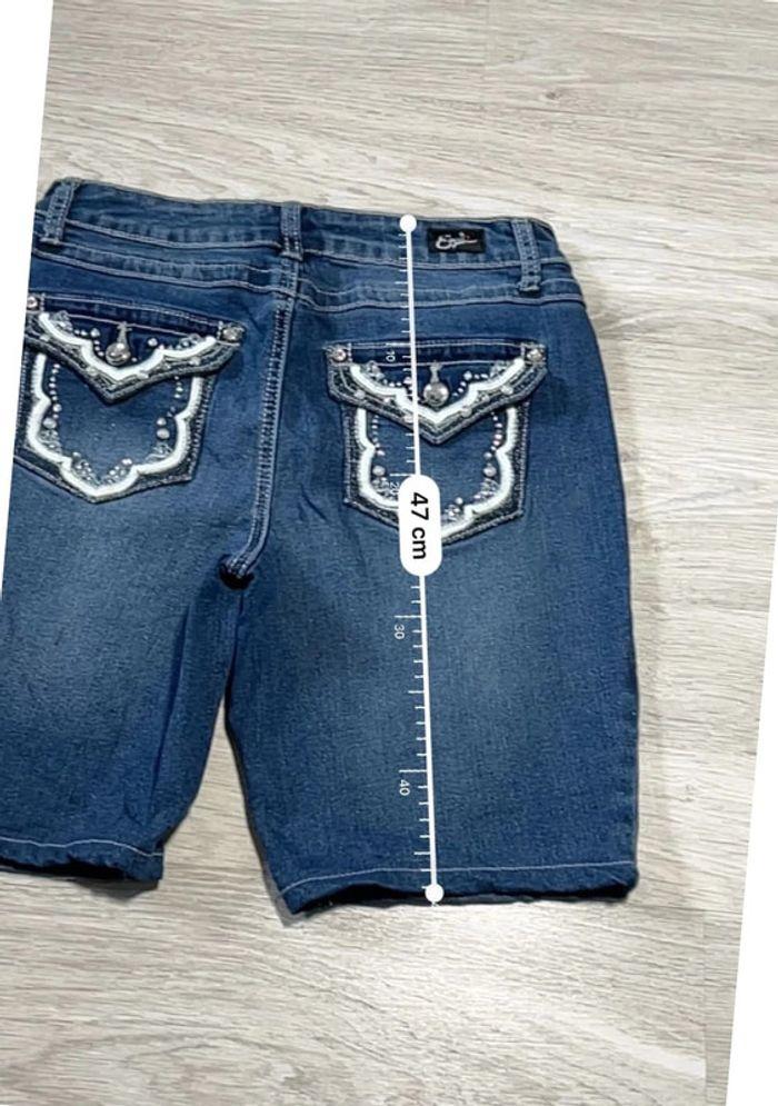 🩳 Short vintage brodé en jean Earl Jean Bleu Taille XS 🩳 - photo numéro 6