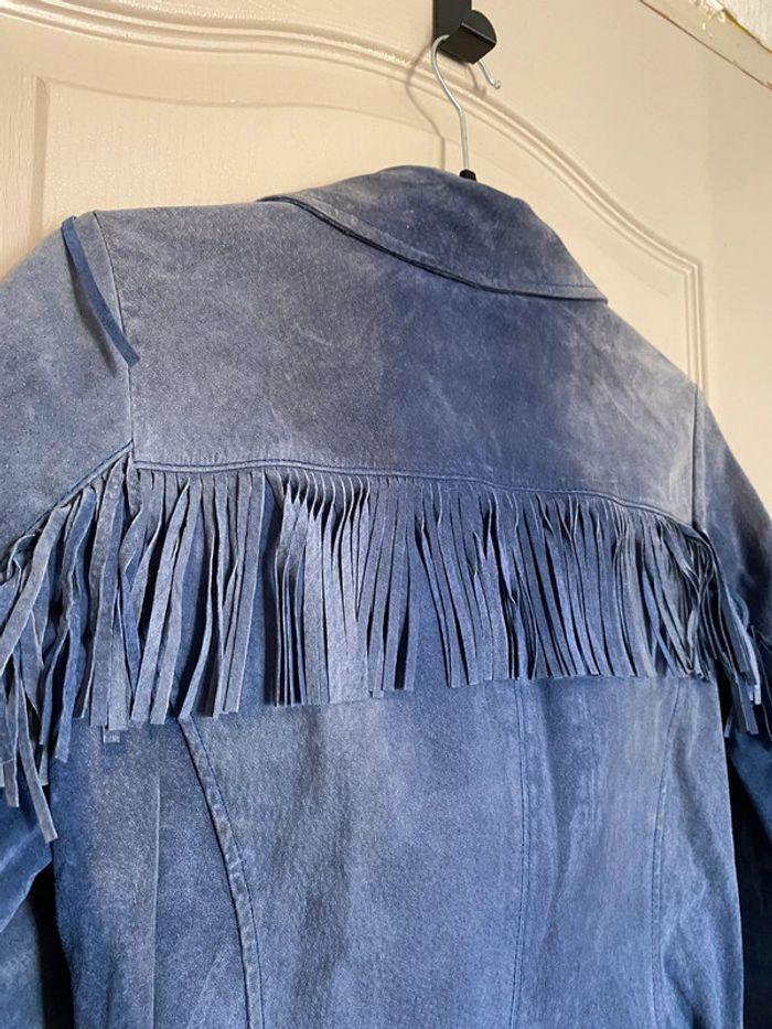 Veste en cuir bleu femme taille 36 - photo numéro 5