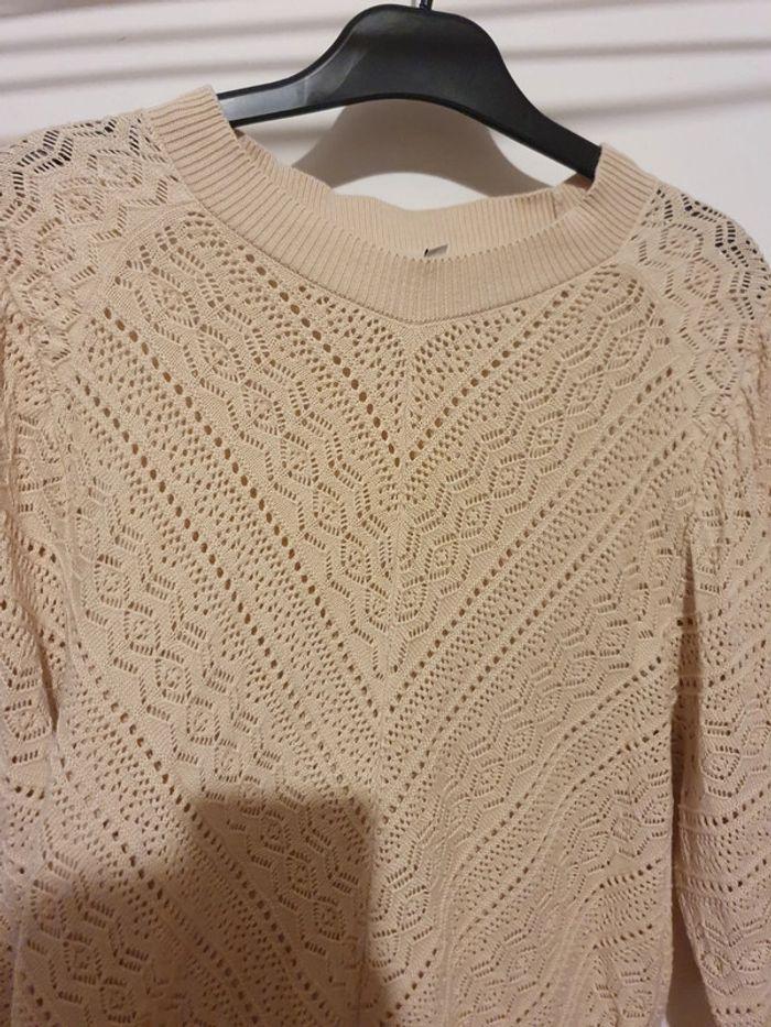 Pull ajouré beige - photo numéro 3