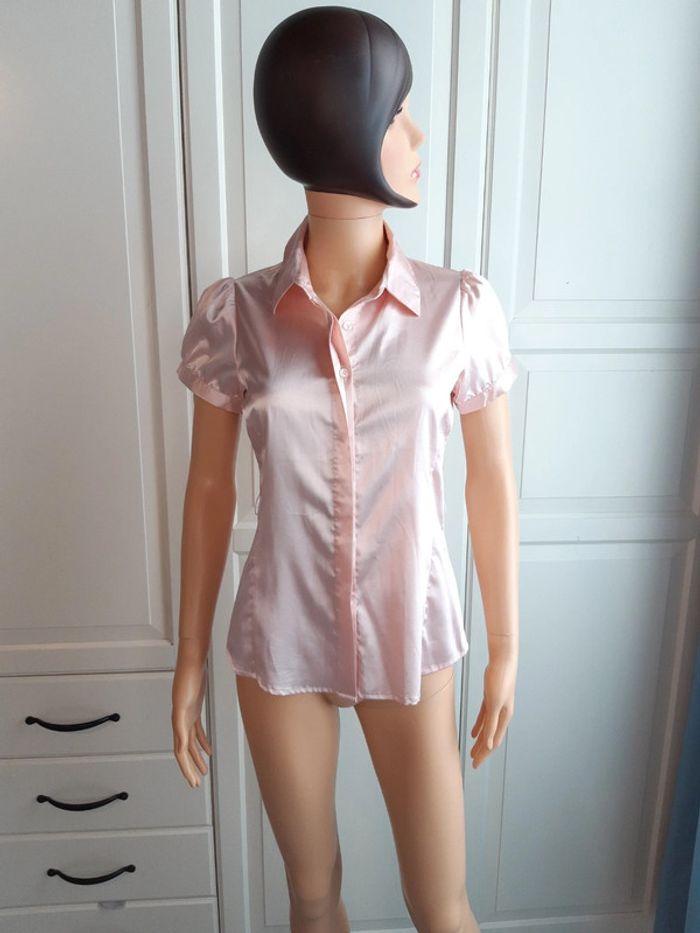 Chemise blouse marque city taille 36 S rose poudré métallisé - photo numéro 1