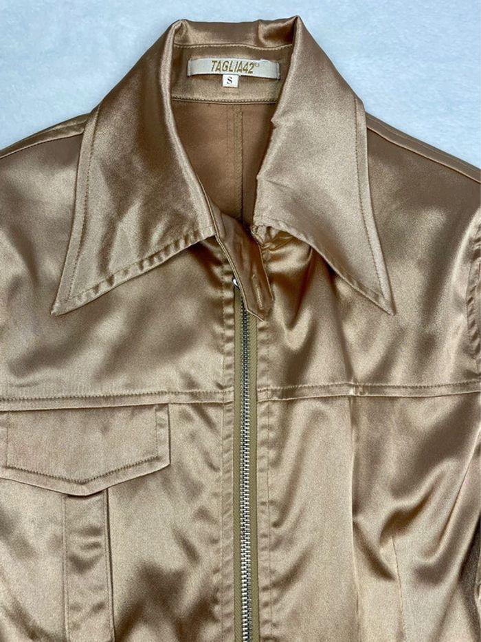 Veste légère dorée satinée style Y2K S - photo numéro 3