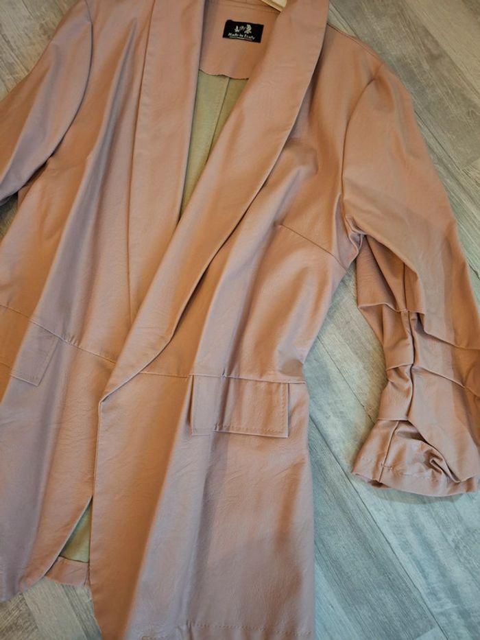 Veste  blazer simili rose poudre - photo numéro 1