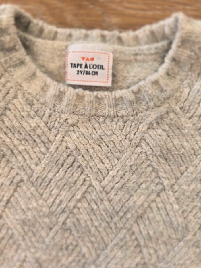 Pull tape à l'œil gris beige - photo numéro 3