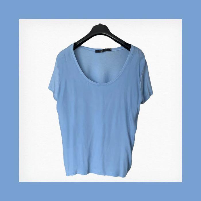 T-shirt fluide uni bleu clair T44 - photo numéro 1