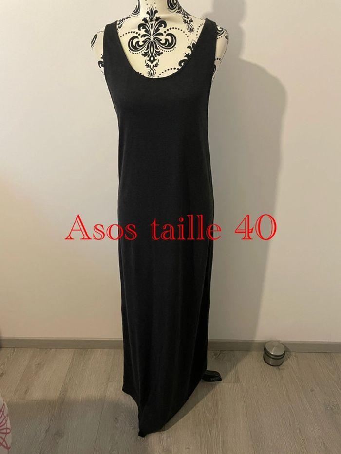 Robe longue gris foncé sans manche dos nageur ouvert fantaisie asos taille 40 - photo numéro 1