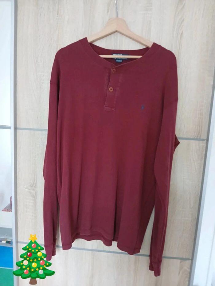 Tee shirt ralph lauren manches longues rouge bordeaux L - photo numéro 1