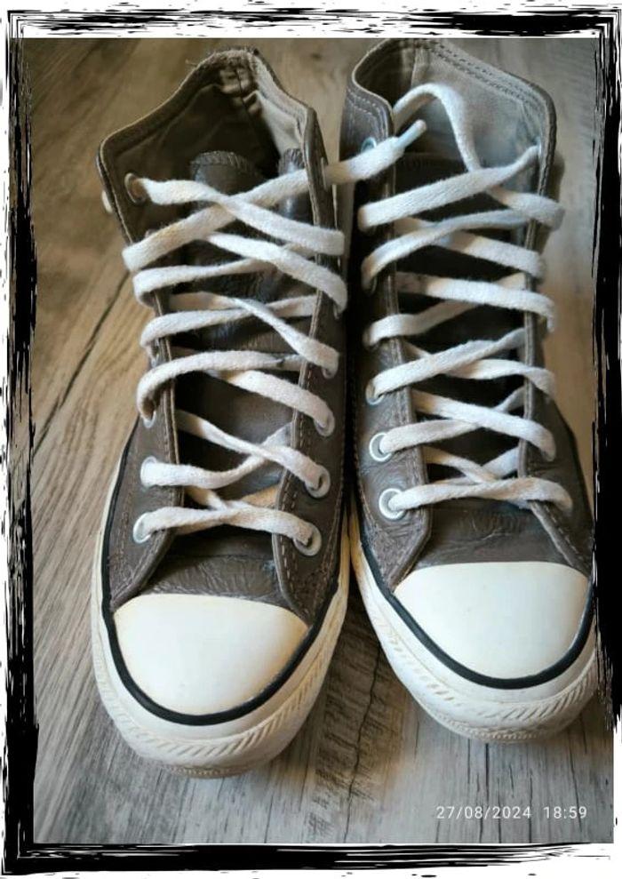 Basket   Converse en cuir gris foncé pointure 37 - photo numéro 2