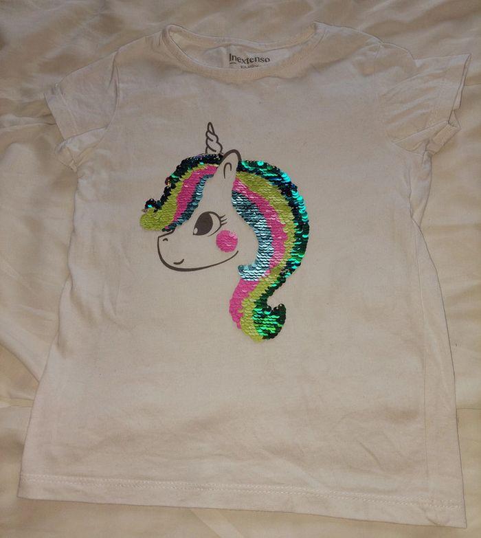 T-shirt fille blanc et licorne Inextenso 4 ans - photo numéro 2