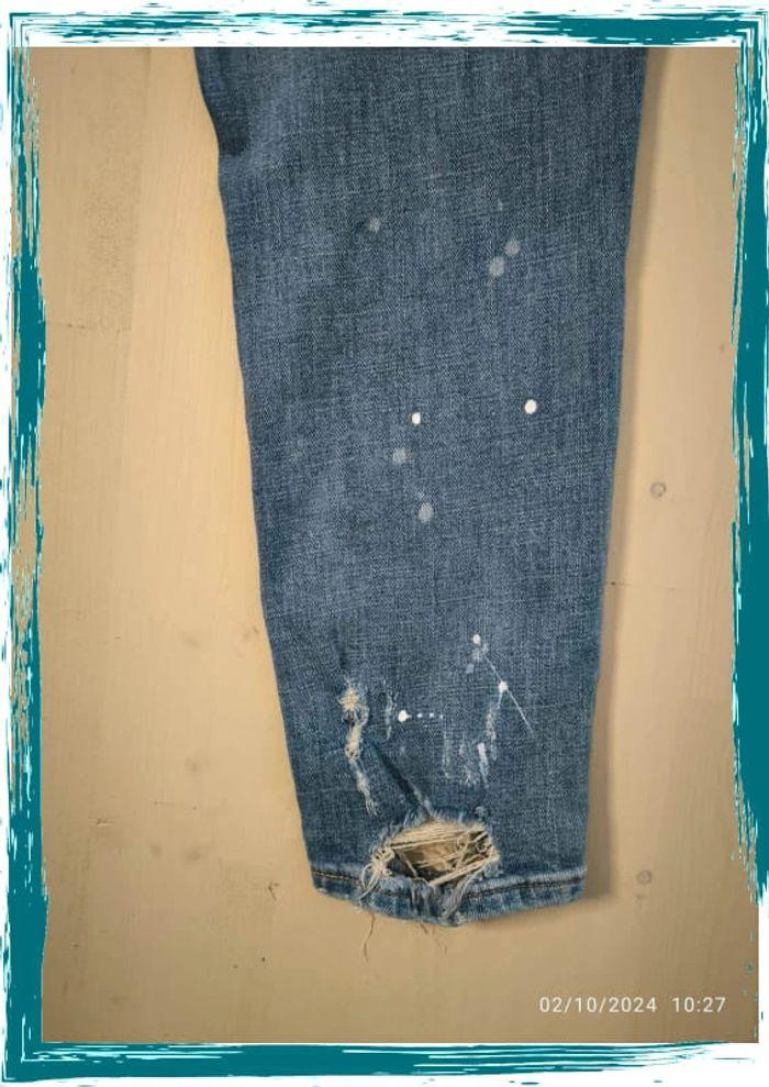 Jeans  vintage slim  bleu  look destroy gap taille 40 (30,) - photo numéro 5