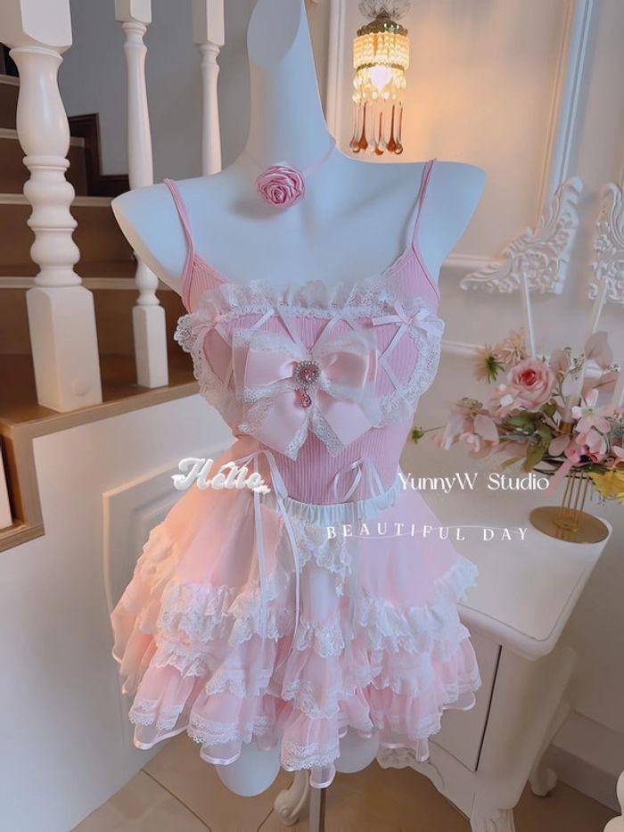 Top débardeur rembourré Barbie Pink Cute Kawaii Manga Anime Cosplay Lolita Princesse - photo numéro 9