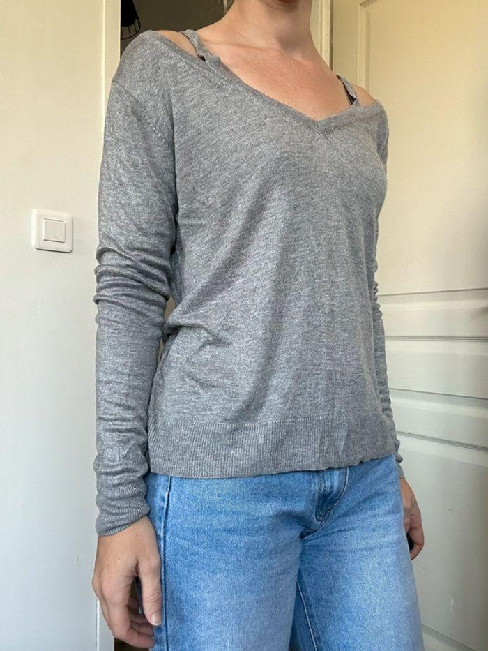 Pull épaules dénudées gris Zara taille 38 💖 - photo numéro 2