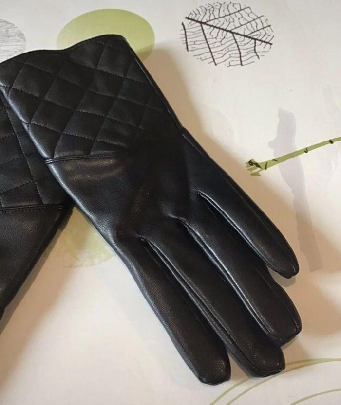 Gants femme simili cuir noir taille 7 /8 marque Yo - photo numéro 2