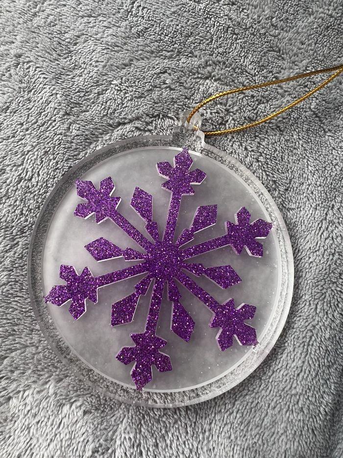 Décoration de noël - boule de noël - violet - paillettes - transparent - photo numéro 1