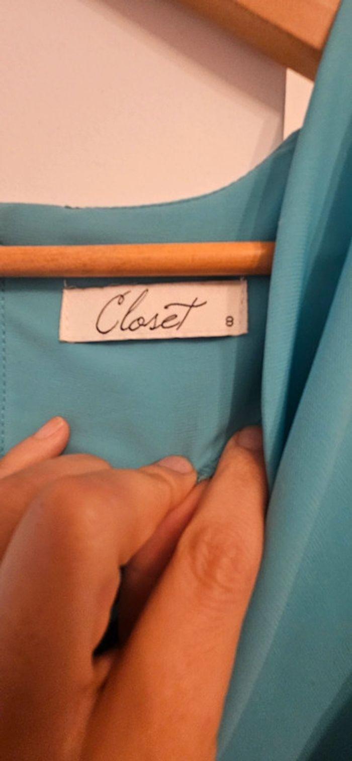 Robe chic manches 3/4, turquoise, taille 36 - photo numéro 4