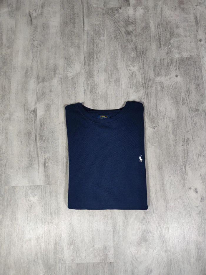 Pull Ralph Lauren Nid D'abeilles Bleu Marine Logo Brodé Blanc Taille XL Homme - photo numéro 1