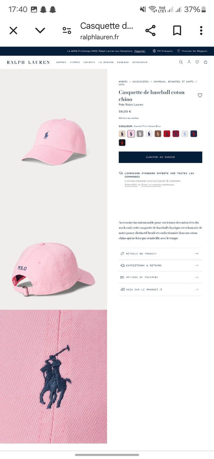 Casquette  rose  POLO RALPH LAUREN - photo numéro 2