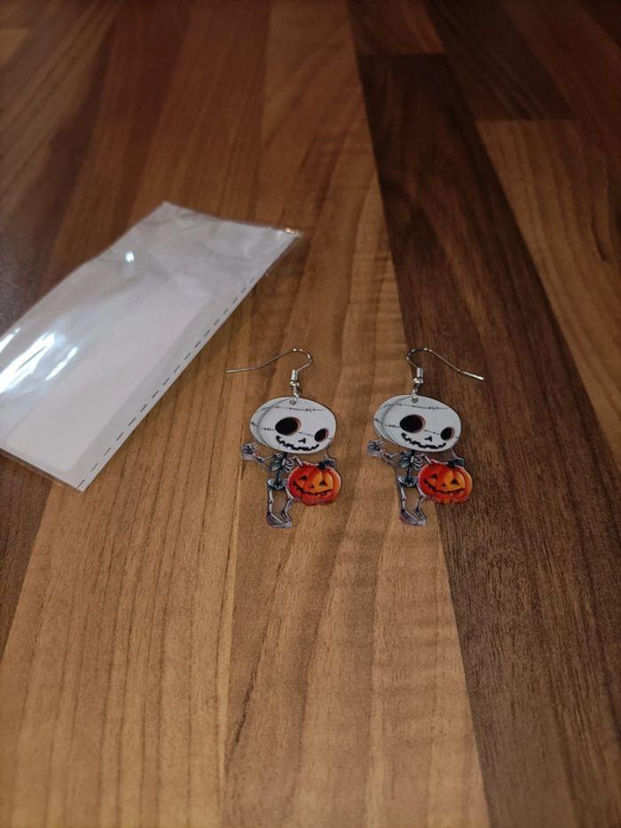 Boucles d'oreilles neuves halloween squelette citrouille - photo numéro 2