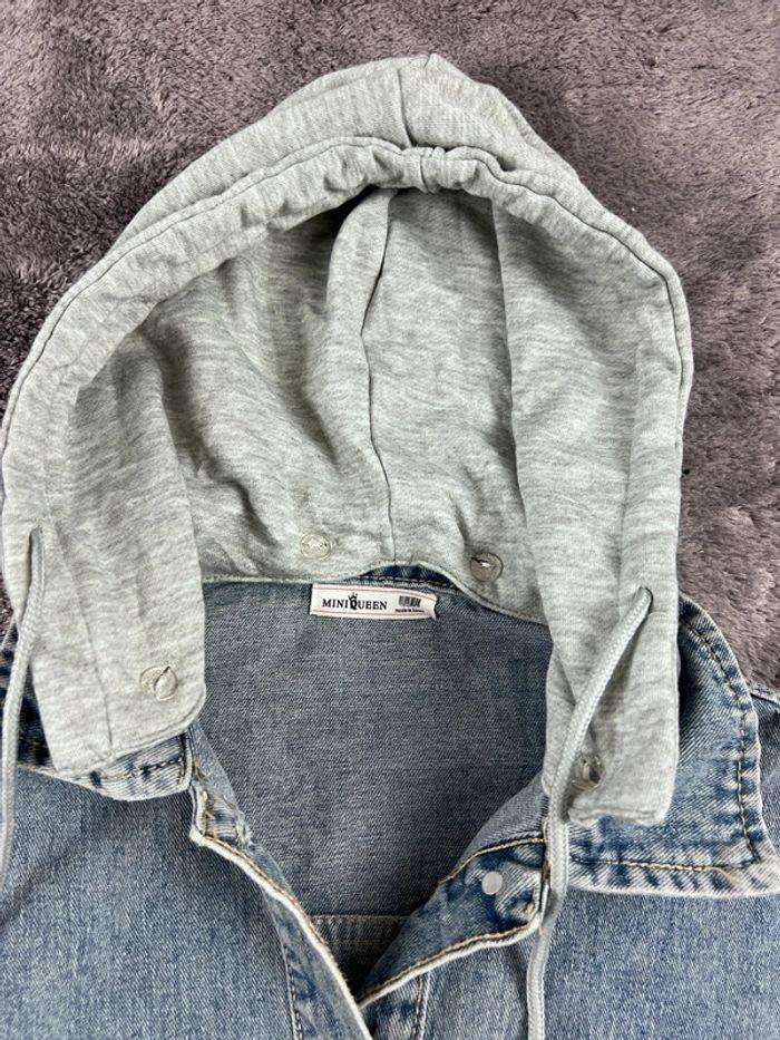 👕 Veste en Jeans avec capuche vintage y2k Bleu Clair Taille S 👕 - photo numéro 7