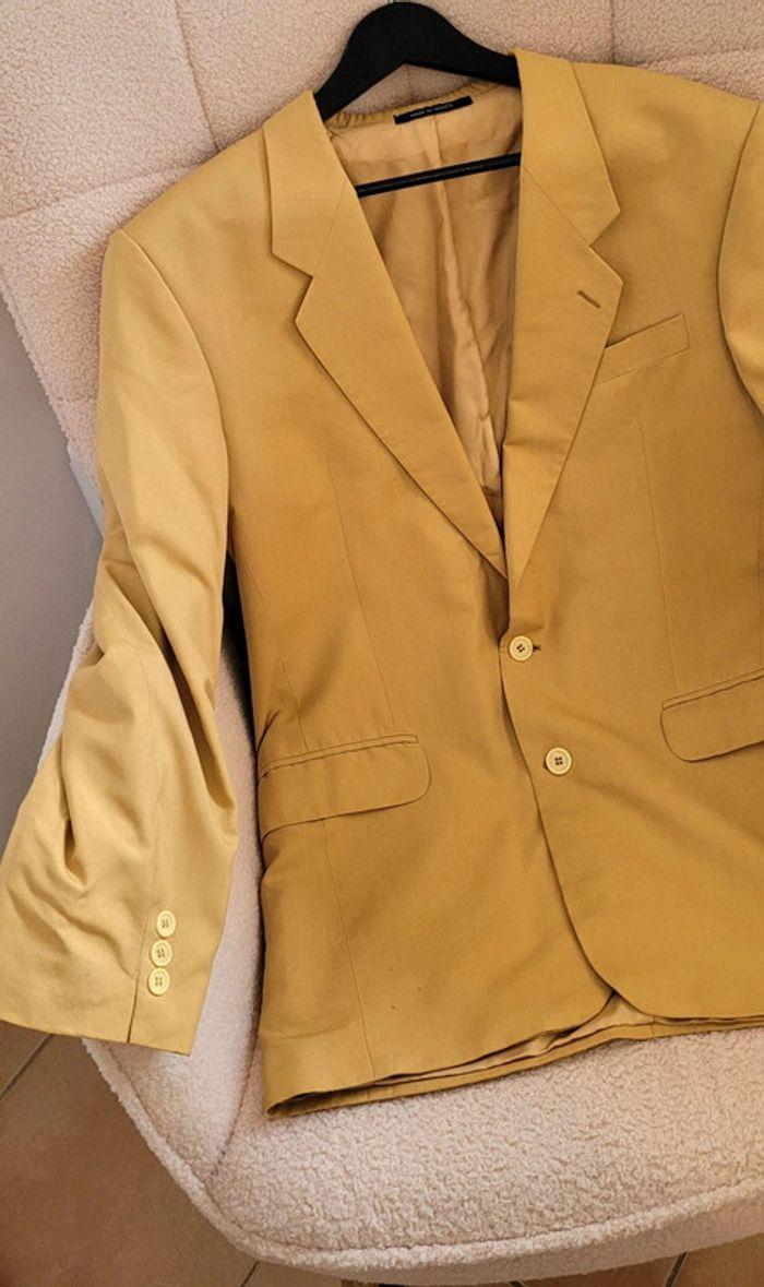 Veste costume Blazer épaulettes jaune ocre Vintage - photo numéro 2