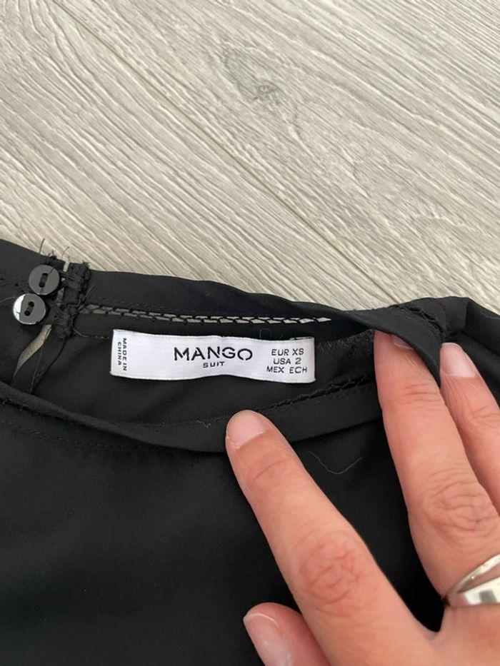 Blouse noir à manches longues en voile dentelle sur les bords mango taille XS - photo numéro 3