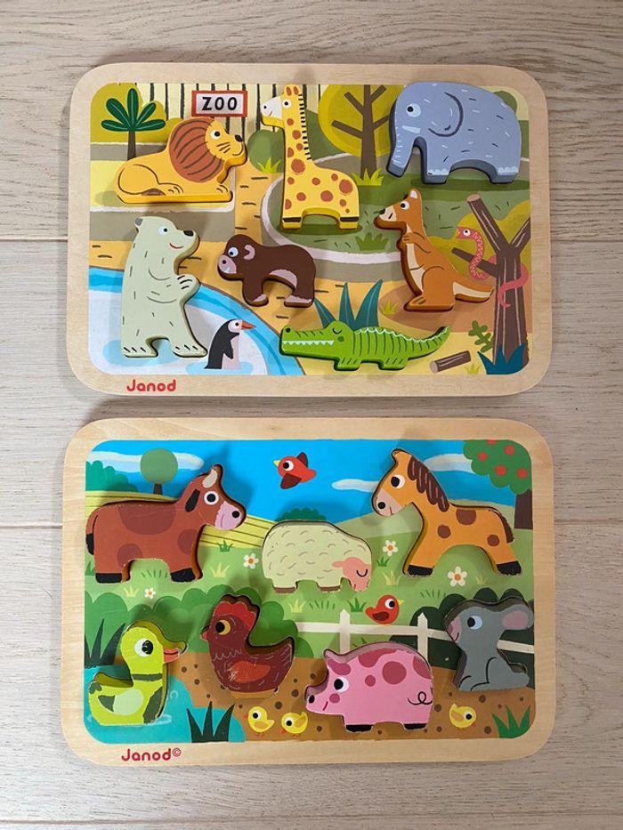 Lot de 2 puzzle en bois marque Janod