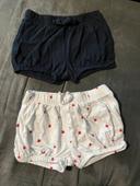 Lot 2 shorts bébé 12 mois