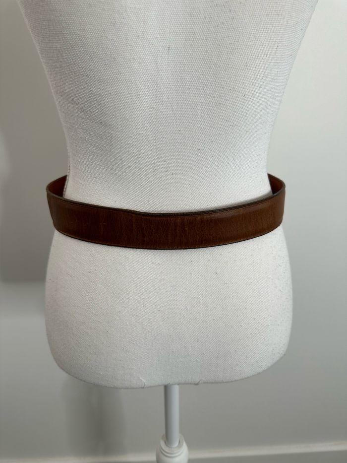 Ceinture en cuir véritable marron camel USA Vintage 93cm - photo numéro 3