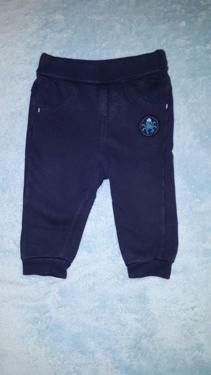 Pantalon de jogging garçon bleu Mes Petits Cailloux 12 mois - photo numéro 1