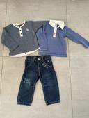 Lot 2 t-shirt manches longues et jeans bébé garçon