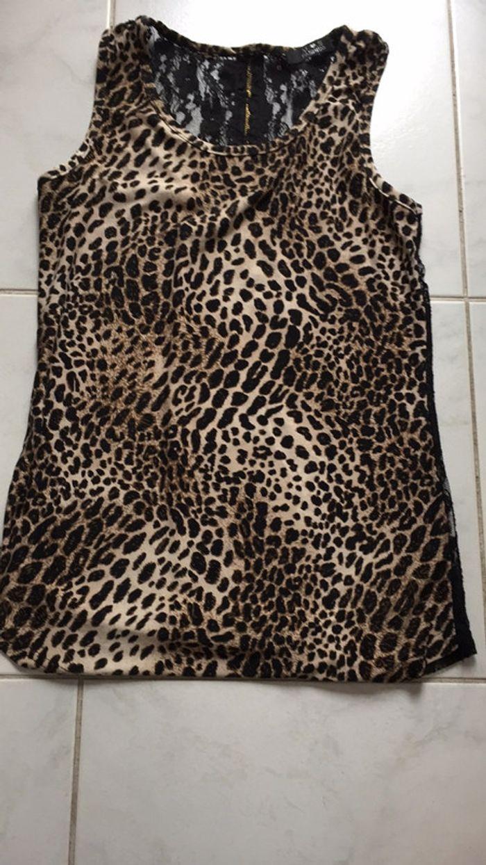 Tee-shirt oversize sexy leopard dentelle petit haut - photo numéro 1