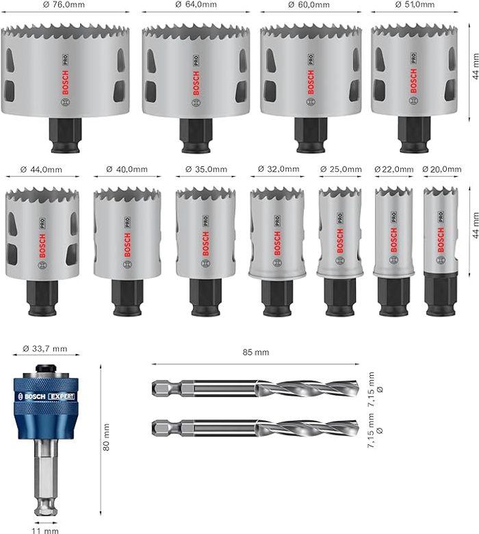 [NEUF] Coffret Bosch 14 pièces, scies cloches, scies trépans PRO Multi Material PC Plus, Étui transp - photo numéro 3