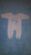 Pyjama manches longues animaux blanc et bleu 9 mois