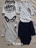 Lot de 4 bodies mixtes - Halloween et Disney - 3 mois