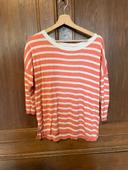 Pull over size Gap rayé corail et blanc