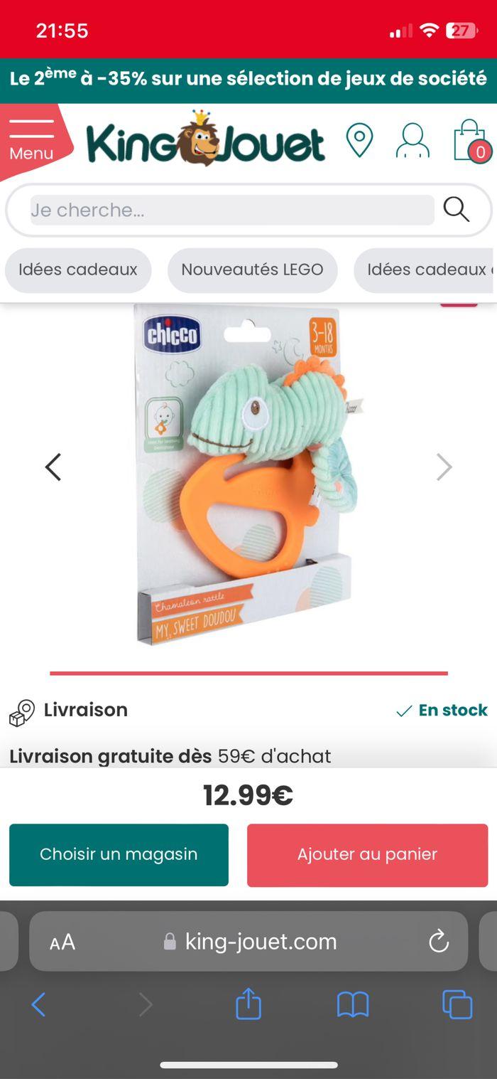 Hochet de dentition camaleon Chocci - photo numéro 3