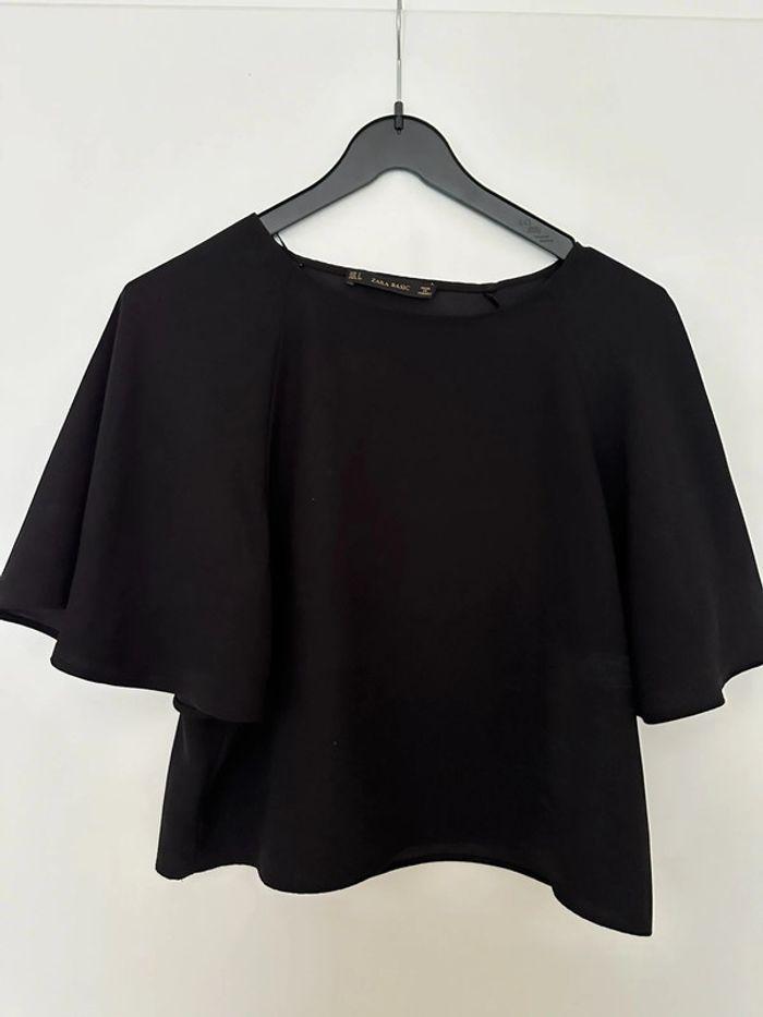 Blouse noir manches courtes Zara Taille L - photo numéro 1