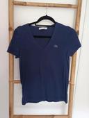 T-shirt col V bleu marine Lacoste femme taille 34