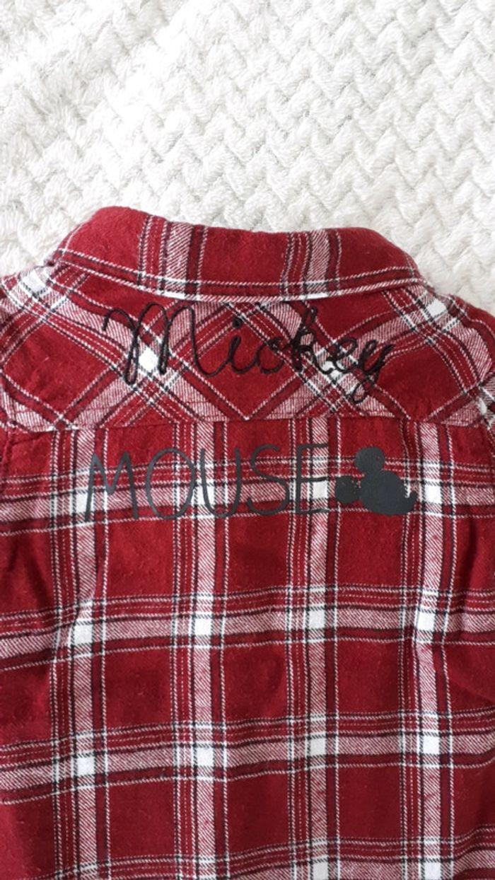 Chemise polaire à carreaux rouge foncé Mickey Disney Baby 6 mois neuve - photo numéro 5