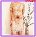 Magnifique robe beige en dentelle taille S/M