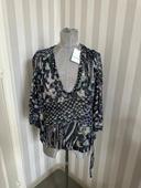 Blouse voile soie Zadig et Voltaire T:M marine et or