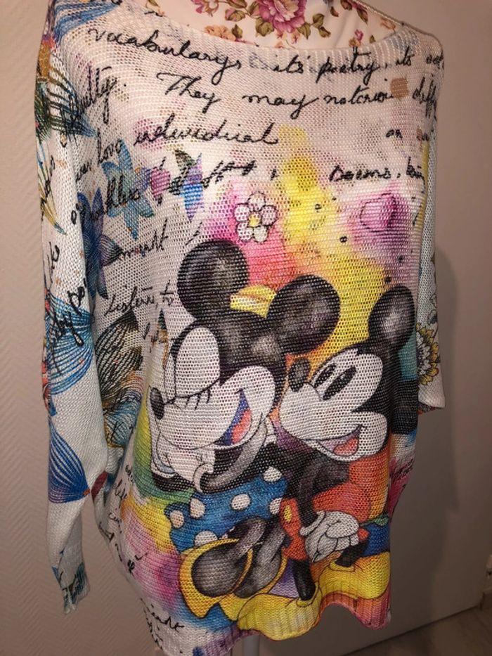 Pull léger mi-saison à manches amples avec imprimés Mickey et Minnie - photo numéro 10