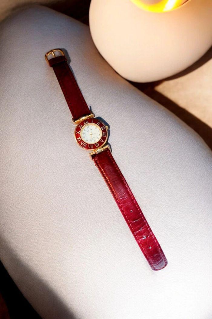 Magnifique montre vintage en cuir bracelet rouge pop time - photo numéro 1