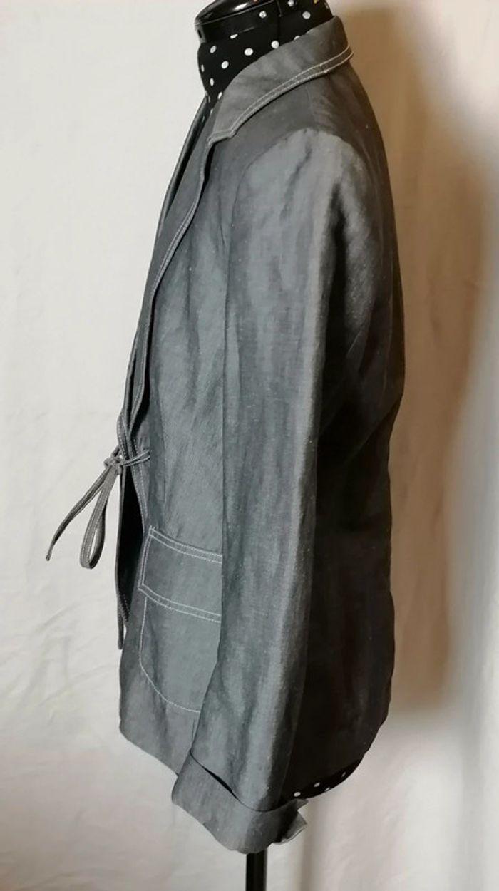 Veste / Blazer gris en lin taille 42 Rodier - photo numéro 6