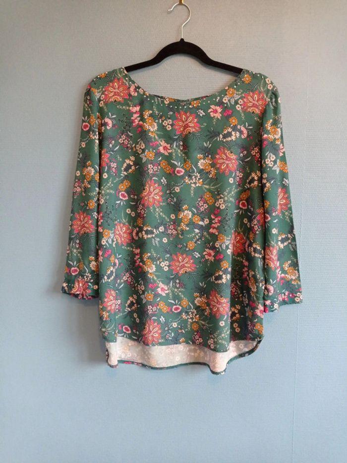 Blouse Breal taille 42 Fleurie verte - photo numéro 2