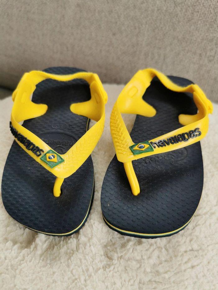 Tong havaianas garçon bleu et jaune taille 21 - photo numéro 1