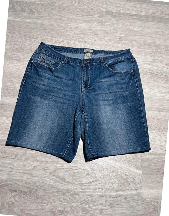 🩳 Short vintage brodé hip hop en jean Bleu Taille XL 🩳 - photo numéro 2